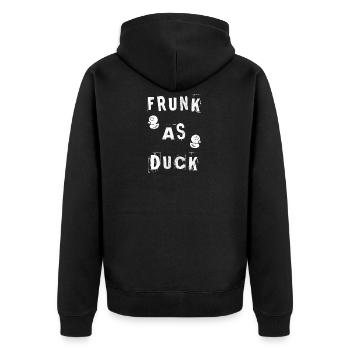 Ente betrunken, lustiges Wortspiel, Geschenidee - Unisex Premium Bio Zip Hoodie - Schwarz - Hinten - Nico (187cm)