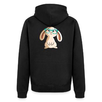 Funny Rabbit With Glasses Cute Rabbit Lover Gift - Unisex Premium Organic Zip Hoodie - black - Back - Nico (187cm)