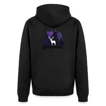 Kultiges Spreewald Tshirt Wander outfit Geschenk - Unisex Premium Bio Zip Hoodie - Schwarz - Hinten - Nico (187cm)