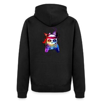 cool Gaming Panda - Unisex Premium Organic Zip Hoodie - black - Back - Nico (187cm)