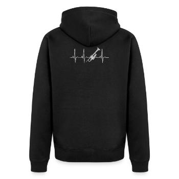 Heartbeat Trumpeter Jazz Musics Trumpet - Unisex Premium Bio Zip Hoodie - Schwarz - Hinten - Nico (187cm)