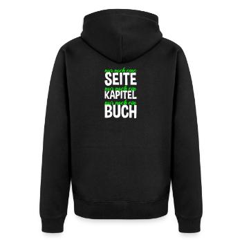 Bücherwurm Nur Noch Eine Seite Kapitel Buch - Unisex Premium Bio Zip Hoodie - Schwarz - Hinten - Nico (187cm)