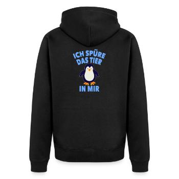 Pinguin lustig - Unisex Premium Bio Zip Hoodie - Schwarz - Hinten - Nico (187cm)