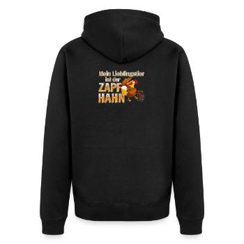 JGA Bier Beer Biersprüche Mythos Spruch Lustig - Unisex Premium Bio Zip Hoodie - Schwarz - Hinten - Nico (187cm)