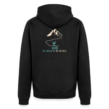 Ski Dad Funny Cute Winter Skiing Gift For Men - Unisex Premium Bio Zip Hoodie - Schwarz - Hinten - Nico (187cm)