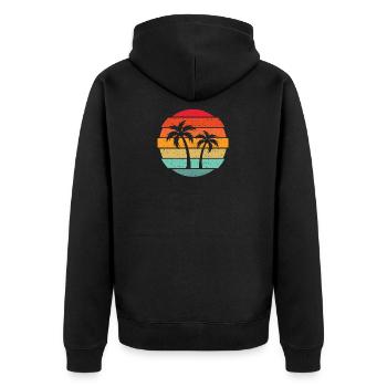 Palme Retro Art Tropical Beach Urlaubsgeschenk - Unisex Premium Bio Zip Hoodie - Schwarz - Hinten - Nico (187cm)