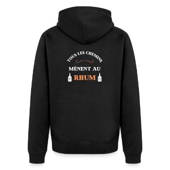 t shirt tous les chemins menent au rhum humour - Veste à capuche bio Premium Unisexe - noir - Dos - Nico (187cm)