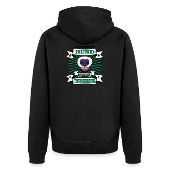 Hund Er ist nicht nur mein Hund - Unisex Premium Bio Zip Hoodie - Schwarz - Hinten - Nico (187cm)
