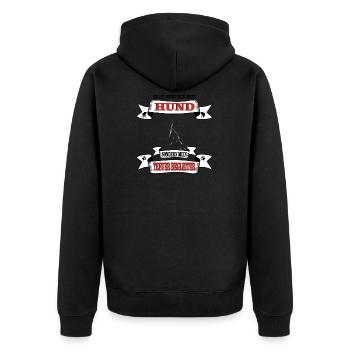 Hund Er ist nicht nur mein Hund - Unisex Premium Bio Zip Hoodie - Schwarz - Hinten - Nico (187cm)