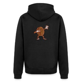 Funny gift dabbing coffee bean - Unisex Premium Organic Zip Hoodie - black - Back - Nico (187cm)
