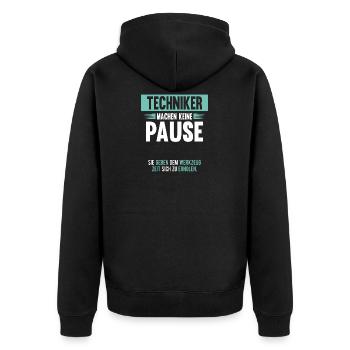 Techniker Lustige Technik Handwerker Geschenk - Unisex Premium Bio Zip Hoodie - Schwarz - Hinten - Nico (187cm)
