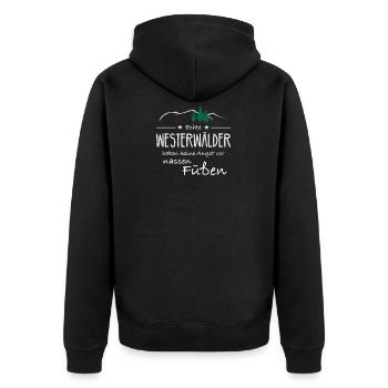 Westerwald Pfalz Wandern Koblenz Geschenkidee - Unisex Premium Bio Zip Hoodie - Schwarz - Hinten - Nico (187cm)
