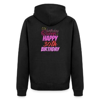 Birthday Queen 30 - Unisex Premium Bio Zip Hoodie - Schwarz - Hinten - Nico (187cm)