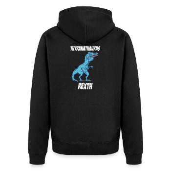 Überbiss lustiger meme TRex Tshirt Geschenk - Unisex Premium Bio Zip Hoodie - Schwarz - Hinten - Nico (187cm)