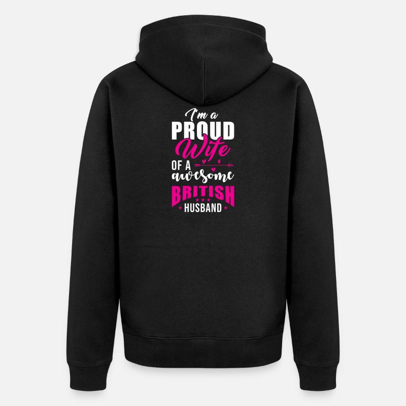 Englischer Ehemann England Ehemann - Unisex Premium Bio Zip Hoodie - Schwarz