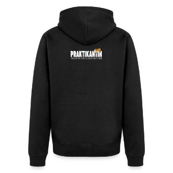 Praktikant Praktikantin Ausbildung Lehrling - Unisex Premium Bio Zip Hoodie - Schwarz - Hinten - Nico (187cm)