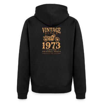 Vintage 1973 Motorrad Retro Jahrgang Geschenk - Unisex Premium Bio Zip Hoodie - Schwarz - Hinten - Nico (187cm)