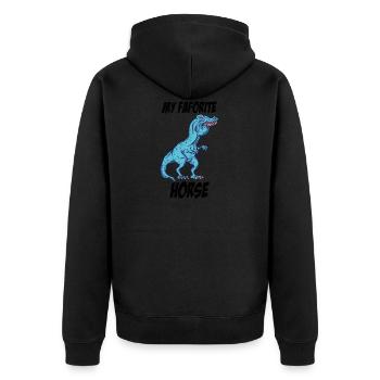 Funny TRex buck teeth meme Tshirt gift - Unisex Premium Organic Zip Hoodie - black - Back - Nico (187cm)