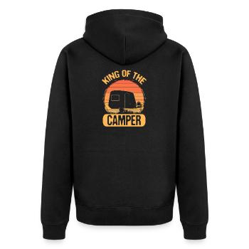 Camping Gift King of the Camper Gift - Unisex Premium Organic Zip Hoodie - black - Back - Nico (187cm)