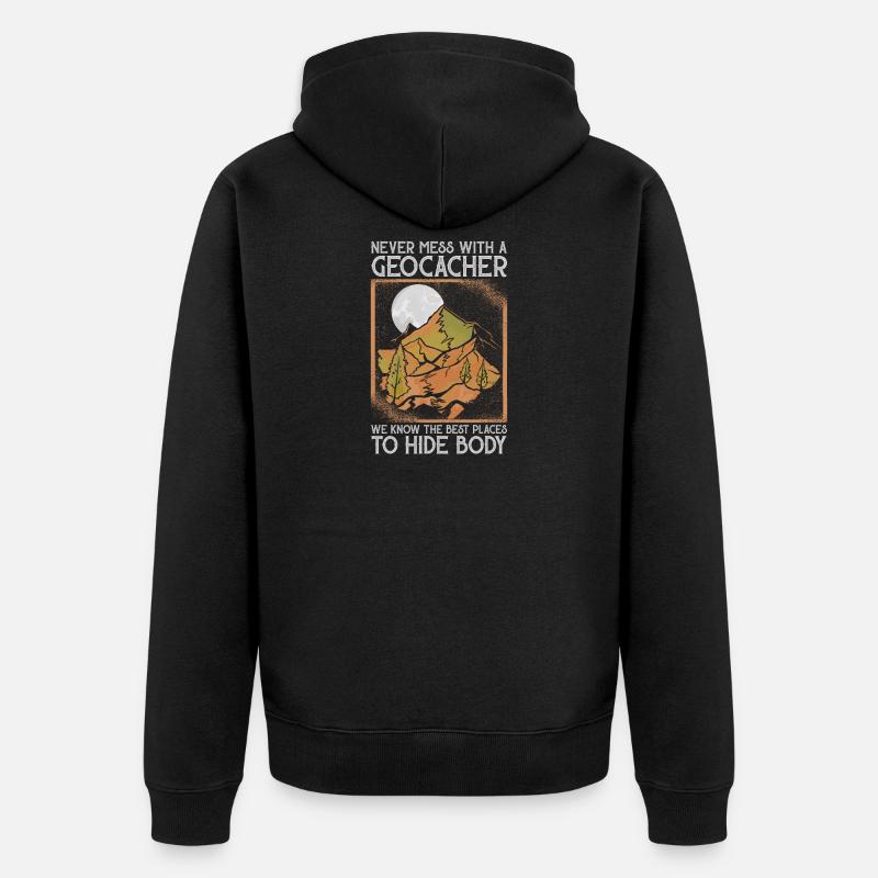Geocaching Geo Caching Geocacher - Unisex Premium Bio Zip Hoodie - Schwarz