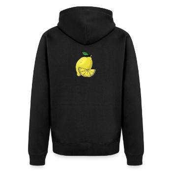 Lemon Hand gezeichnete Früchte Sommer - Unisex Premium Bio Zip Hoodie - Schwarz - Hinten - Nico (187cm)