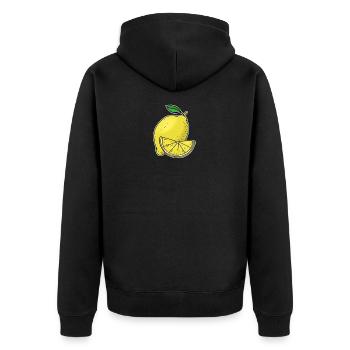 Lemon Hand gezeichnete Früchte Sommer - Unisex Premium Bio Zip Hoodie - Schwarz - Hinten - Nico (187cm)
