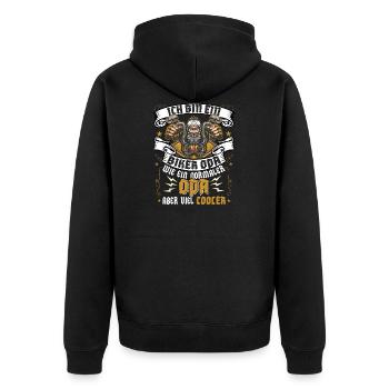 Biker Opa wie normaler Opa aber cooler Motorrad - Unisex Premium Bio Zip Hoodie - Schwarz - Hinten - Nico (187cm)