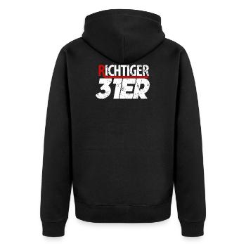 Richtiger 31er Verräter Paragraph 31 Geschenk - Unisex Premium Bio Zip Hoodie - Schwarz - Hinten - Nico (187cm)