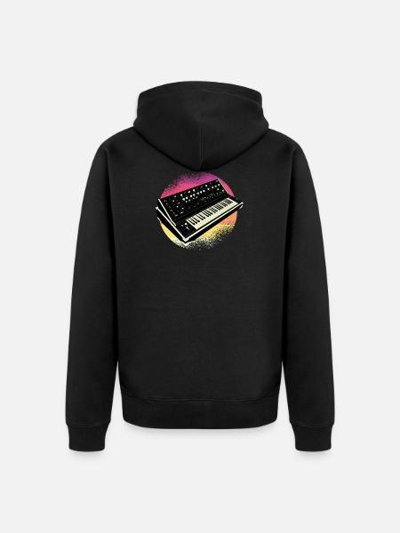 Synthesizer Analog Modular Vintage Retrowave - Unisex Premium Organic Zip Hoodie - black