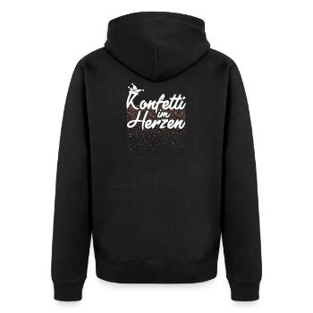 Konfetti im Herzen Fasching Karneval Konfetti - Unisex Premium Bio Zip Hoodie - Schwarz - Hinten - Nico (187cm)