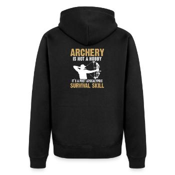 Archery archer funny saying - Unisex Premium Organic Zip Hoodie - black - Back - Nico (187cm)