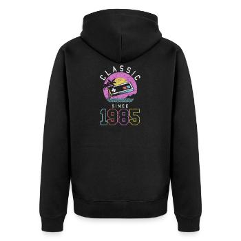 Vintage 1985 85 Birthday Retro Vintage Gift - Unisex Premium Organic Zip Hoodie - black - Back - Nico (187cm)