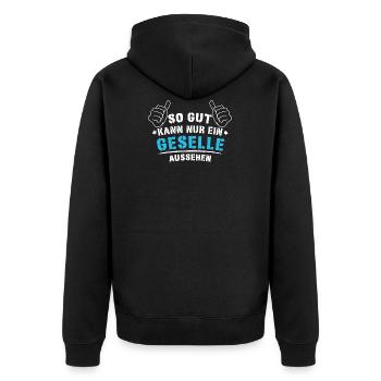Geselle Lehrling Gesellenprüfung Geschenk - Unisex Premium Bio Zip Hoodie - Schwarz - Hinten - Nico (187cm)