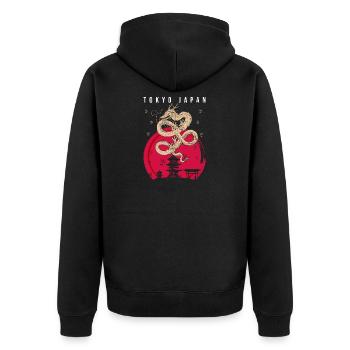 Tokyo Japan - Unisex Premium Bio Zip Hoodie - Schwarz - Hinten - Nico (187cm)