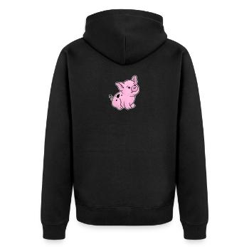 Nettes Ferkel handgezeichnet mit Schmutz auf der - Unisex Premium Bio Zip Hoodie - Schwarz - Hinten - Nico (187cm)