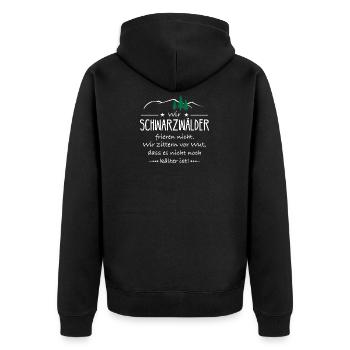 Schwarzwald Wandern Wald Geschenkidee - Unisex Premium Bio Zip Hoodie - Schwarz - Hinten - Nico (187cm)