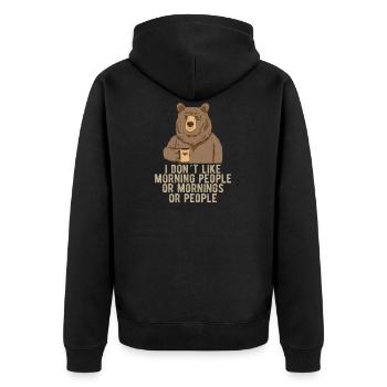 i dont like morning people bear coffee - Unisex Premium Organic Zip Hoodie - black - Back - Nico (187cm)