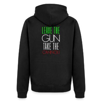 Funny Italian Leave The Gun Take The Cannoli - Unisex Premium Organic Zip Hoodie - black - Back - Nico (187cm)