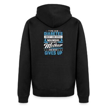 Typ-1-Diabetes-Mutter gibt niemals Frauen Geschenk - Unisex Premium Bio Zip Hoodie - Schwarz - Hinten - Nico (187cm)