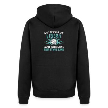Volleyball Volleyballer Libero Geschenk - Unisex Premium Bio Zip Hoodie - Schwarz - Hinten - Nico (187cm)
