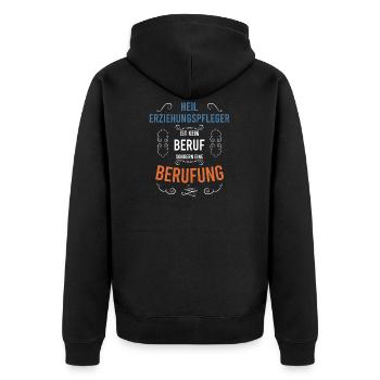 Heilerziehungspflege Heilerziehungspfleger hep - Unisex Premium Bio Zip Hoodie - Schwarz - Hinten - Nico (187cm)