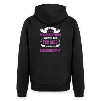 Kinderkrankenpflege Kinderkrankenpflegerin Beruf - Unisex Premium Bio Zip Hoodie - Schwarz - Hinten - Nico (187cm)