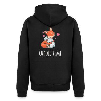 Cuddle time fox and hare who love each other - Unisex Premium Organic Zip Hoodie - black - Back - Nico (187cm)