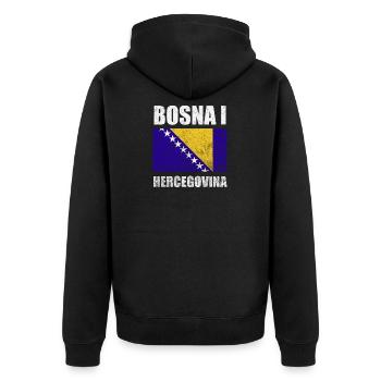 Bosna I Hercegovina by The Manzanita's - Unisex Premium Organic Zip Hoodie - black - Back - Nico (187cm)
