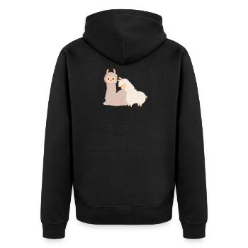 Mama und ich niedliches Lama mit Mama Geschenk - Unisex Premium Bio Zip Hoodie - Schwarz - Hinten - Nico (187cm)