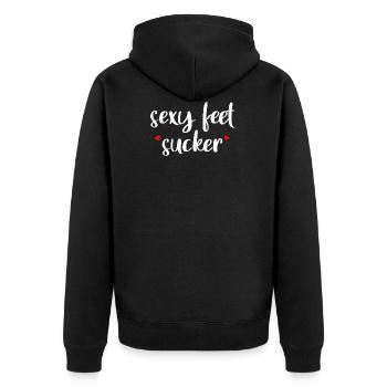 Sexy Feet Sucker - Unisex Premium Bio Zip Hoodie - Schwarz - Hinten - Nico (187cm)