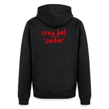 Sexy Feet Sucker - Unisex Premium Bio Zip Hoodie - Schwarz - Hinten - Nico (187cm)