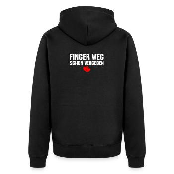 Finger weg schon vergeben - Unisex Premium Bio Zip Hoodie - Schwarz - Hinten - Nico (187cm)