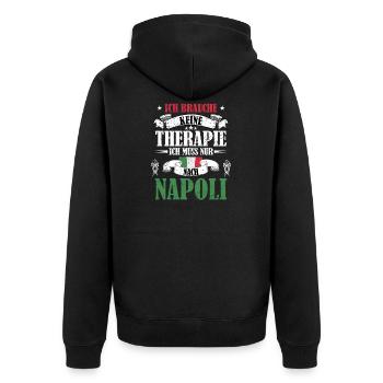 Neapel Italien Keine Therapie nur nach Napoli - Unisex Premium Bio Zip Hoodie - Schwarz - Hinten - Nico (187cm)