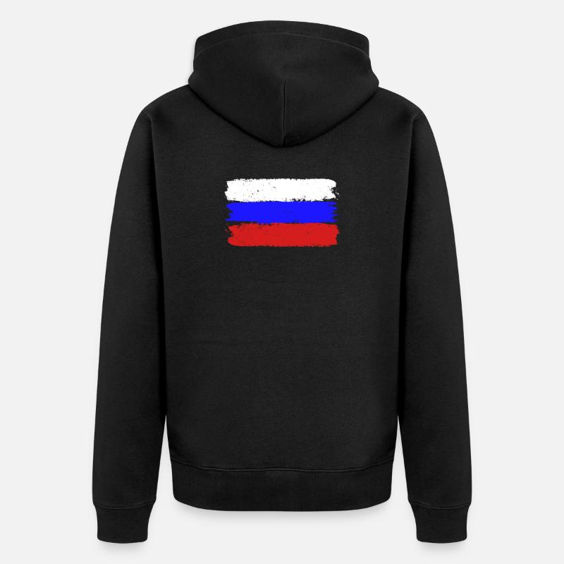 Drapeau de la Russie - Veste à capuche bio Premium Unisexe - noir